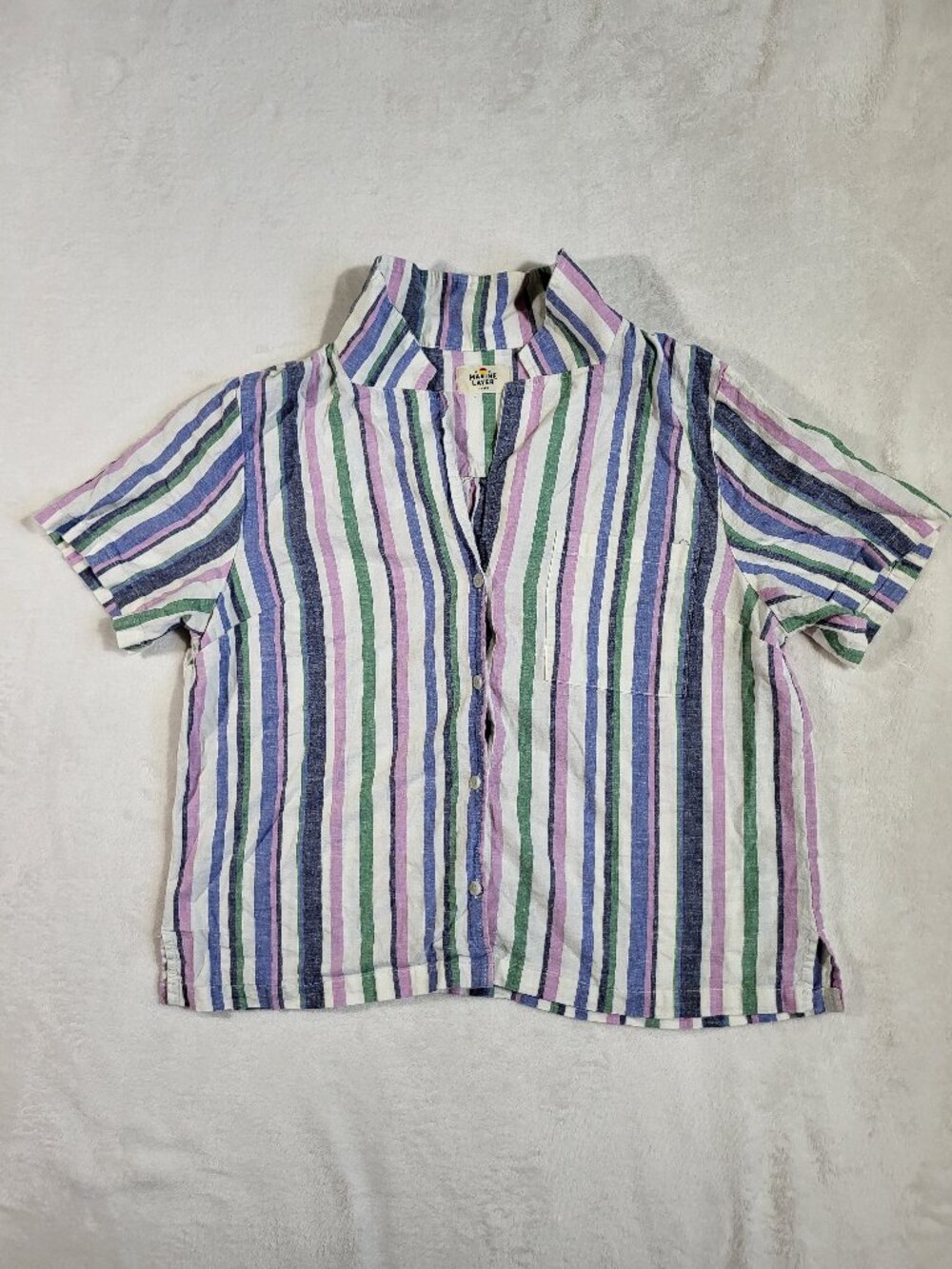 Marine Layer - Lucy SS Resort Shirt - Cool Stripes - Large - Picture 2 of 9